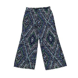 Chico's 1 Women’s Pants Size USA Small 8 Blue & Green Elastic Waist Pull On